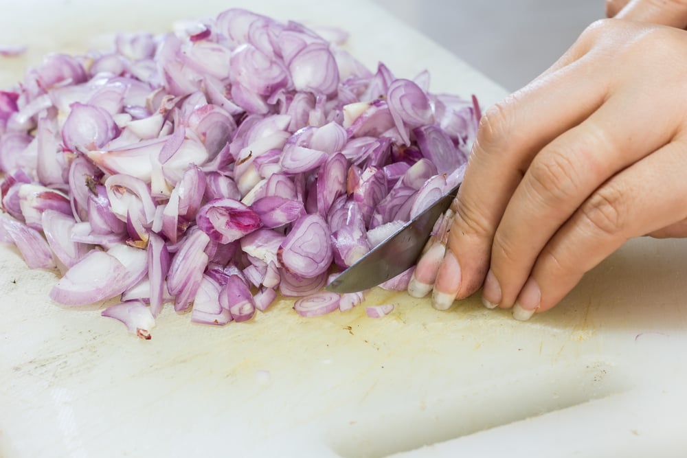 Substitute onion for shallot, but scallions are a little trickier