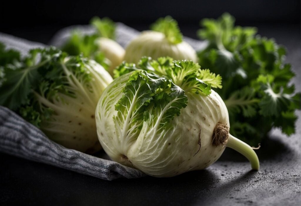 A celery root is placed in a cool, dark, and well-ventilated area, such as a cellar or refrigerator. It is stored in a perforated plastic bag or wrapped in a damp towel to maintain moisture