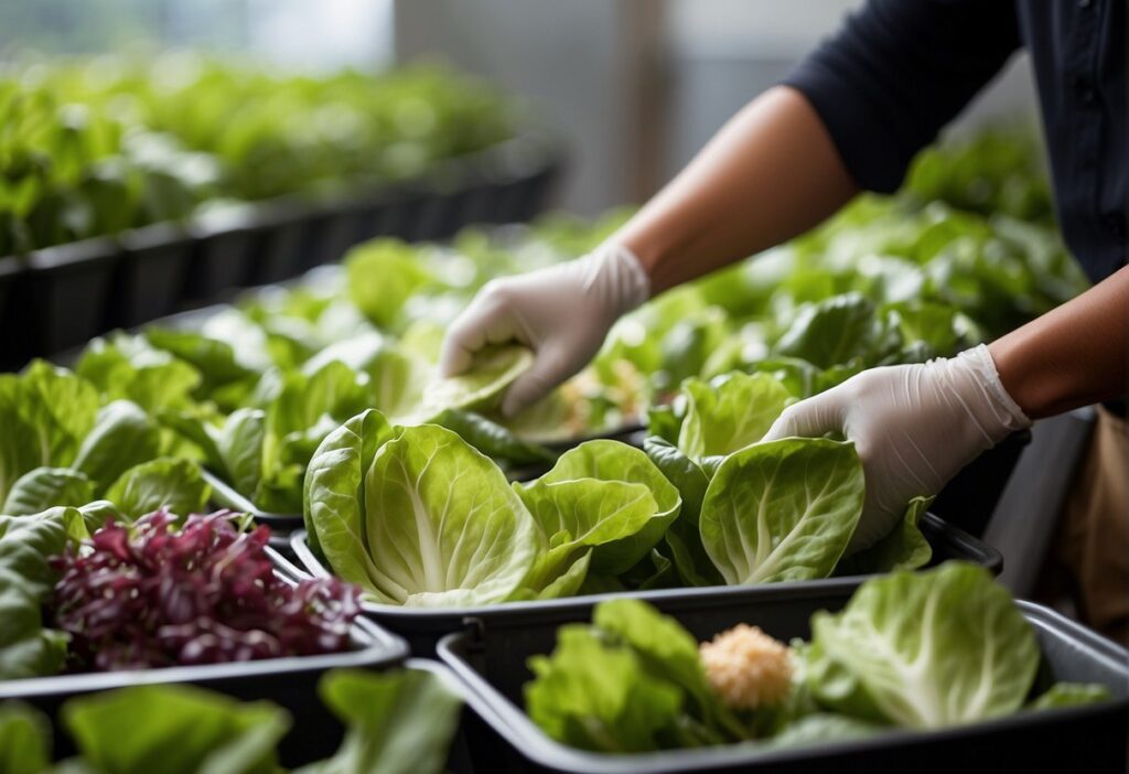 Fresh Bibb lettuce being carefully selected, washed, and used in various culinary dishes