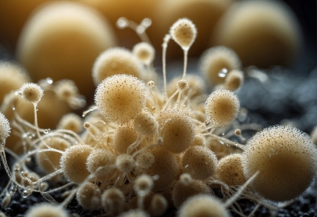 A microscope reveals potato cells bursting with starch granules